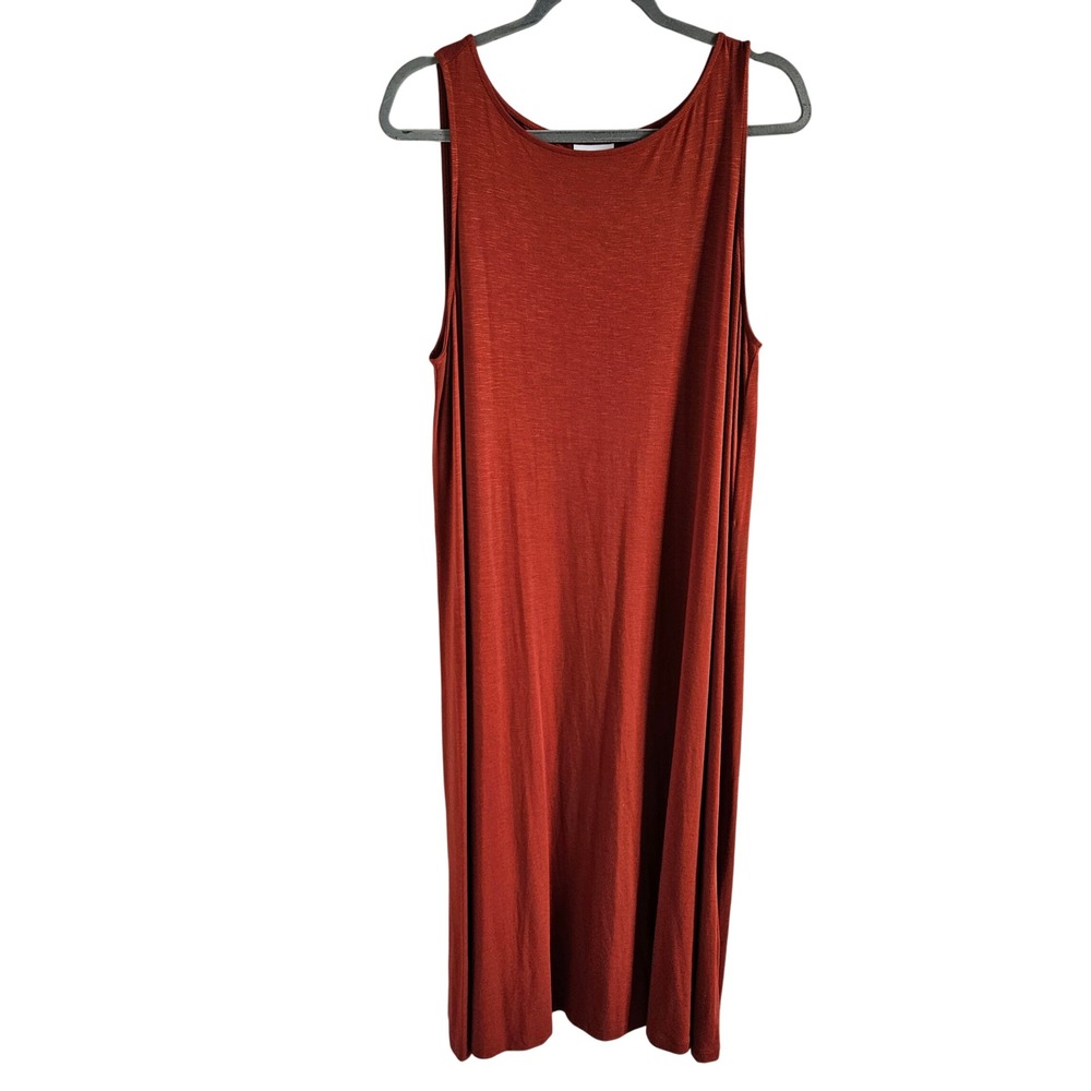 J. Jill Womens Rust Orange Sleeveless Scoop Neck Maxi Dress SZ L Relaxed Casual